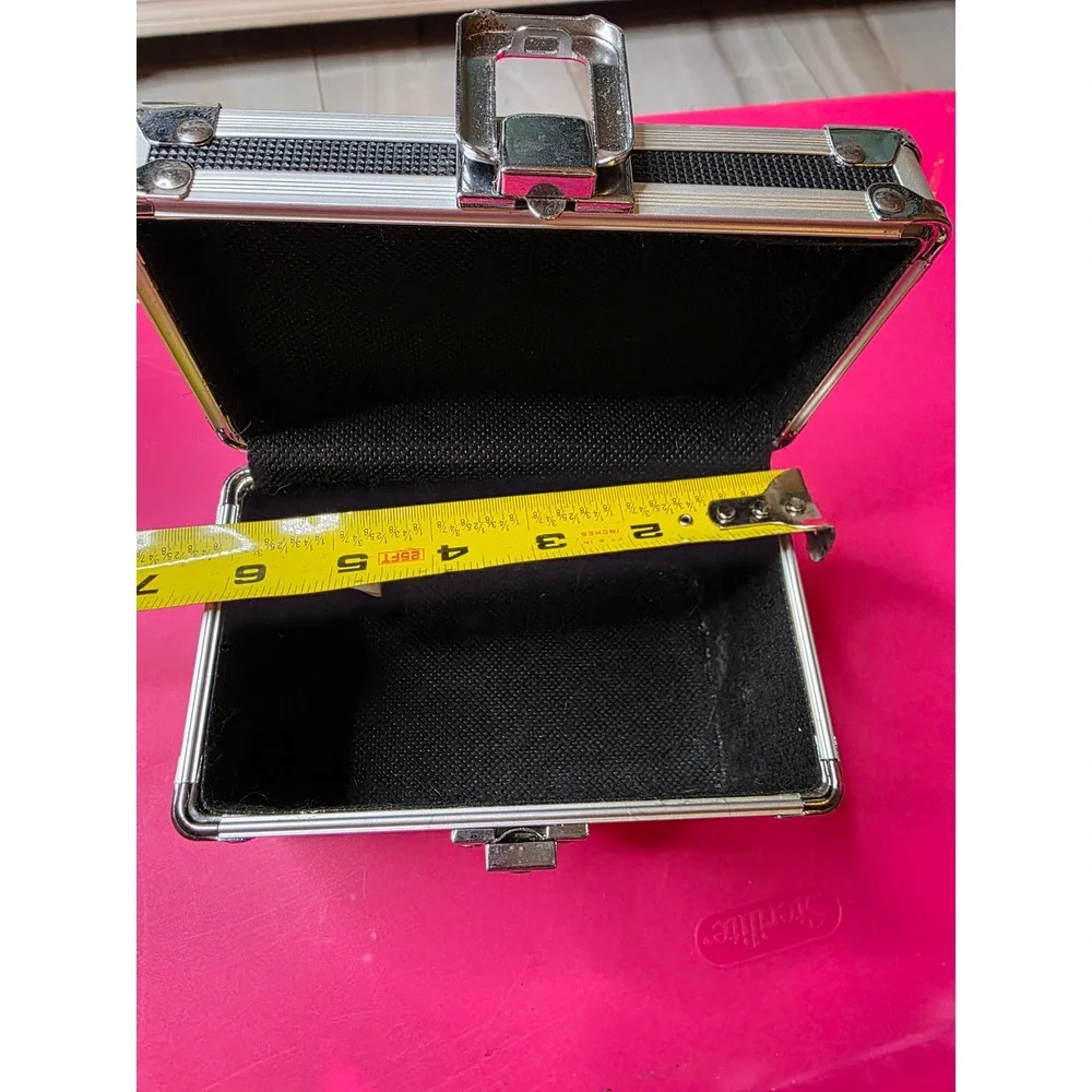 Vaultz Mini‎ Locking Storage Box Black Chrome Security Case Key Lock VZ01002